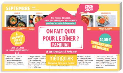 BLOC ON FAIT QUOI POUR LE DINER ? 12 MOIS, SEPTEMBRE 2026-AOUT 2027