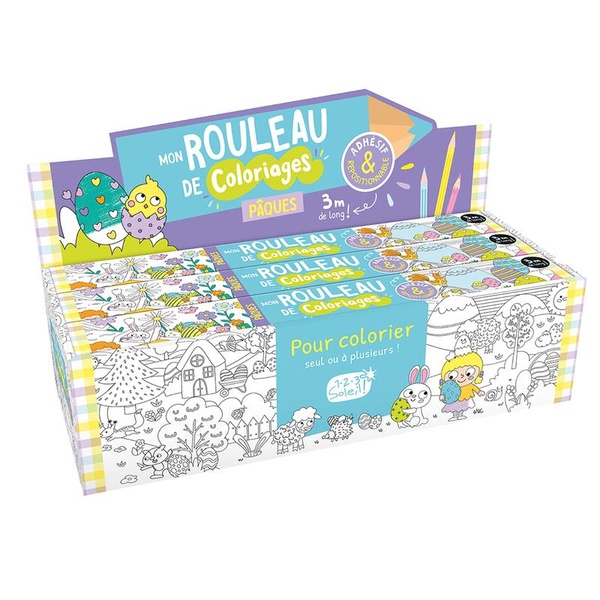 PLV PLEINE - MON ROULEAU DE COLORIAGES ADHESIF - PAQUES (6 EX - 1 TITRE X 6 EX)