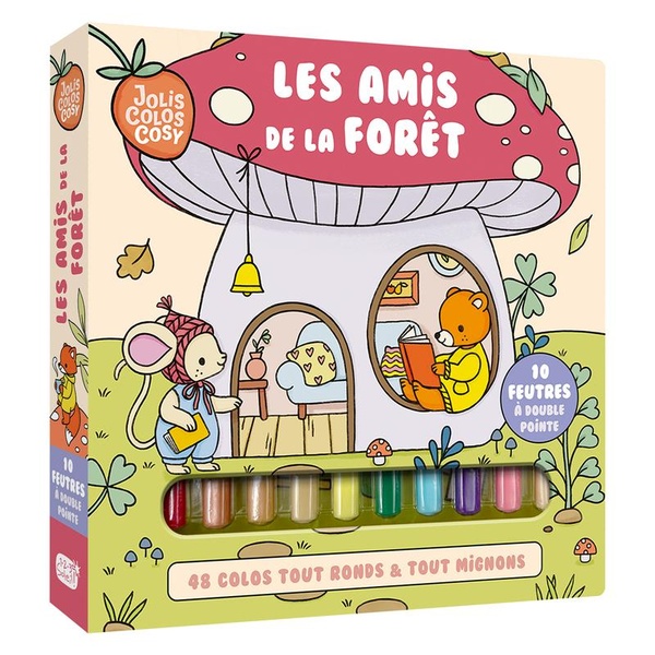 COFFRET JOLIS COLOS COSY + 10 FEUTRES DOUBLE POINTE - LES AMIS DE LA FORET