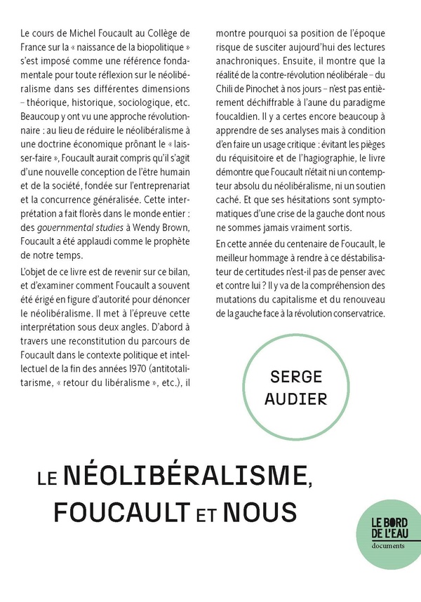 LE NEOLIBERALISME, FOUCAULT ET NOUS