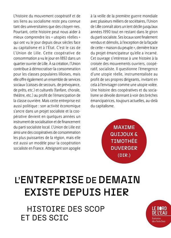 L'ENTREPRISE DE DEMAIN EXISTE DEPUIS HIER : HISTOIRE DES SCOP ET DES SCIC