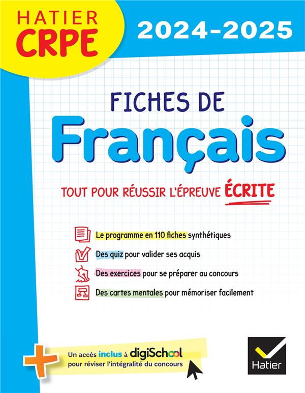 HATIER CRPE - FICHES DE FRANCAIS - EPREUVE ECRITE 2024/2025