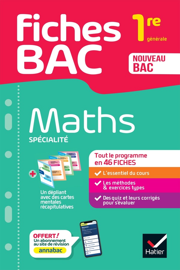FICHES BAC - MATHS 1RE GENERALE (SPECIALITE) - TOUT LE PROGRAMME EN FICHES DE REVISION DETACHABLES