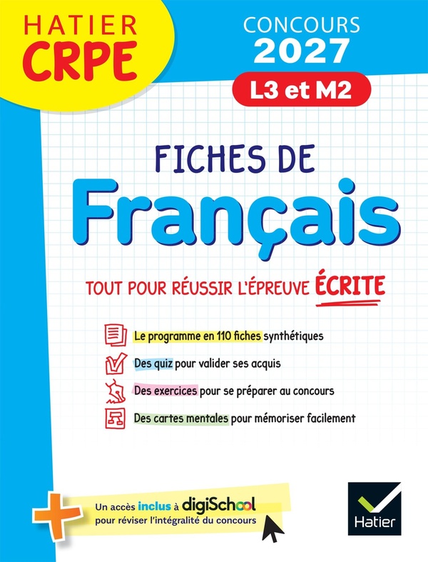 HATIER CRPE - FICHES DE FRANCAIS - EPREUVE ECRITE D'ADMISSIBILITE - 2027 - L3 ET M2