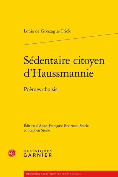 SEDENTAIRE CITOYEN D'HAUSSMANNIE - POEMES CHOISIS