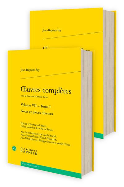 OEUVRES COMPLETES - VOLUME VII - NOTES ET PIECES DIVERSES
