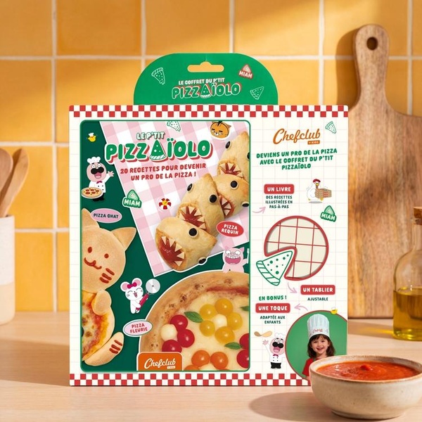 COFFRET KIDS : LE LIVRE PIZZAIOLO, LE TABLIER ET LA TOQUE CHEFCLUB KIDS