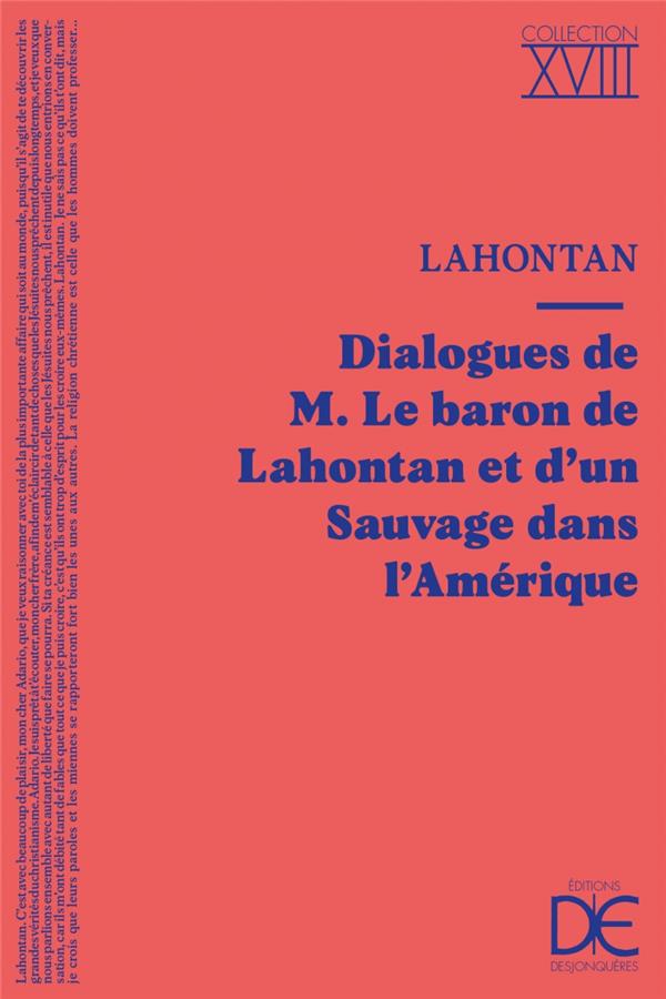 DIALOGUES DE M. LE BARON DE LAHONTAN ET D UN SAUVAGE D