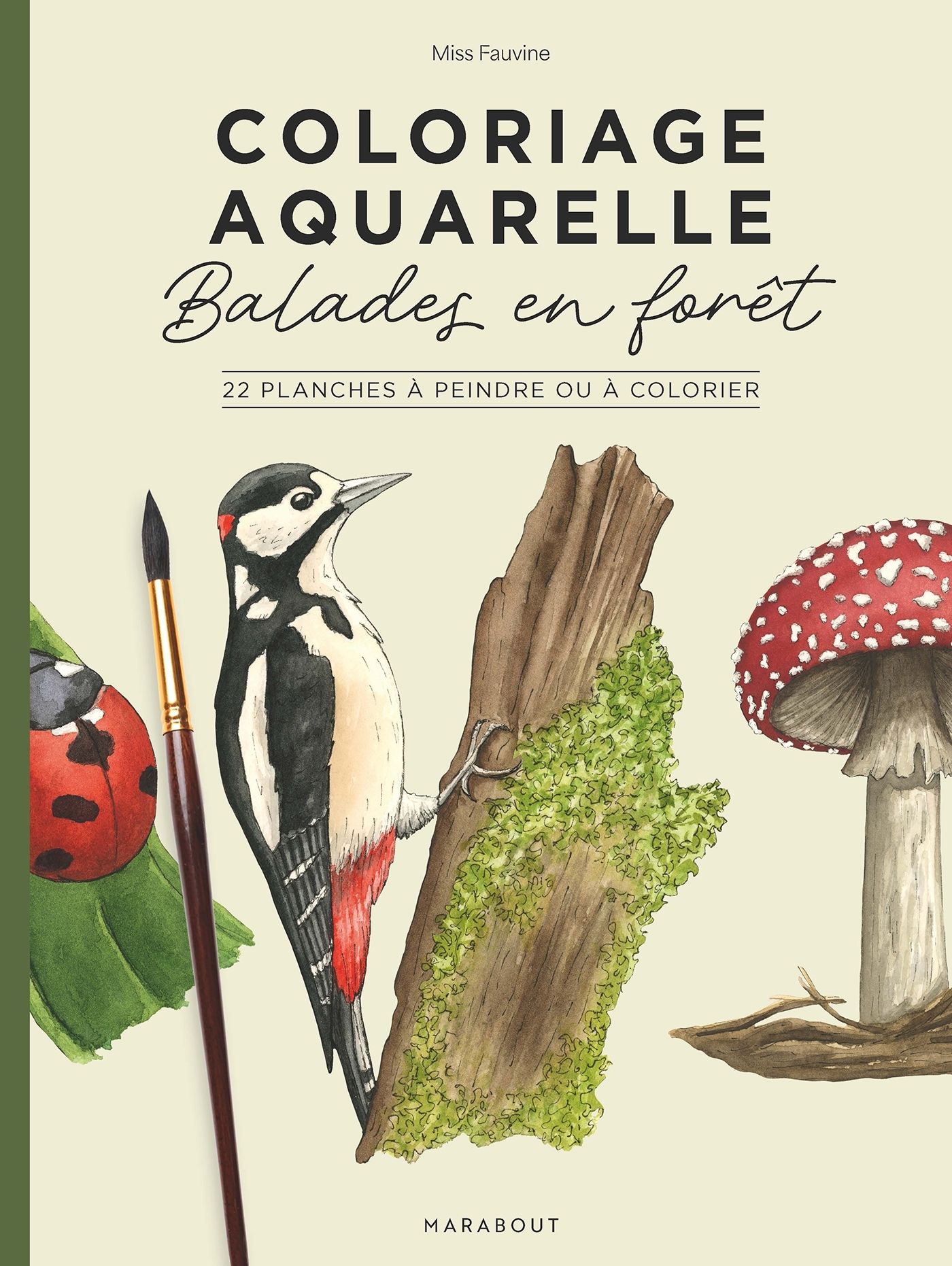 COLORIAGE AQUARELLE - BALADES EN FORET - 22 PLANCHES A PEINDRE OU A COLORIER