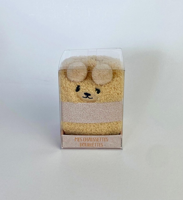 CHAUSSETTES DOUILLETTES - OURS MIEL - OFFREZ UN CALIN A VOS PIEDS !