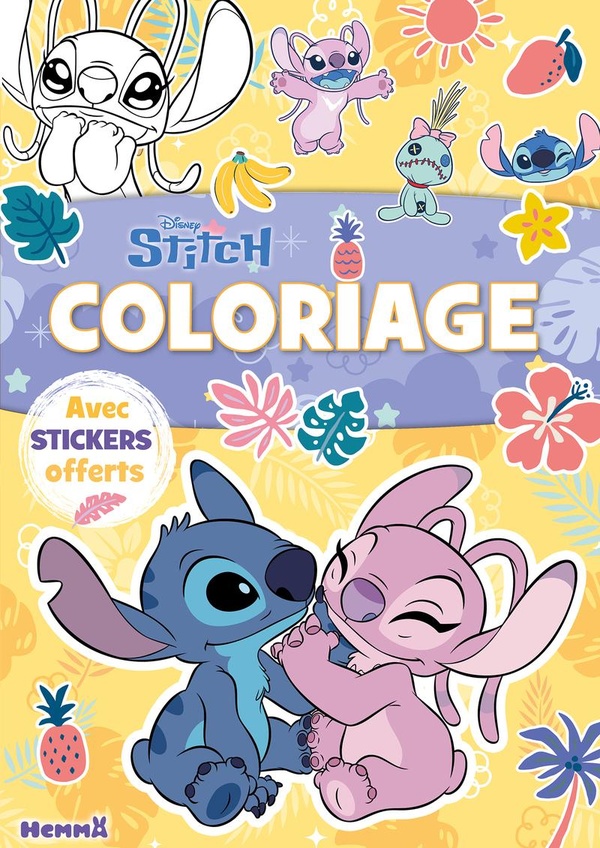 DISNEY STITCH - COLORIAGE AVEC STICKERS OFFERTS (STITCH ET ANGEL BISOU)