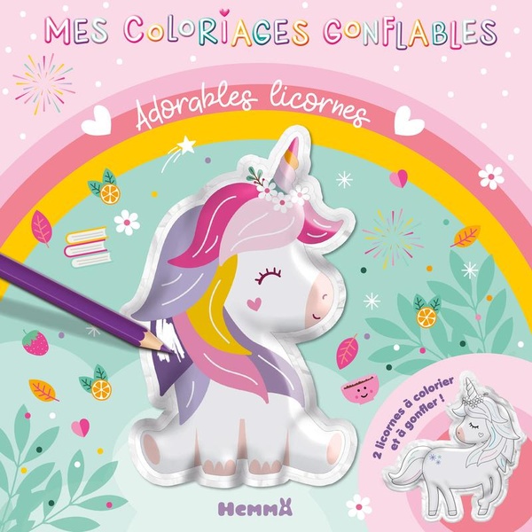 MES COLORIAGES GONFLABLES - ADORABLES LICORNES - 2 LICORNES A COLORIER ET A GONFLER
