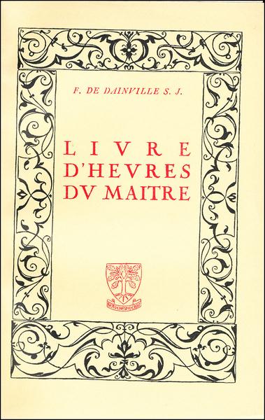 LIVRE D'HEURES DU MAITRE