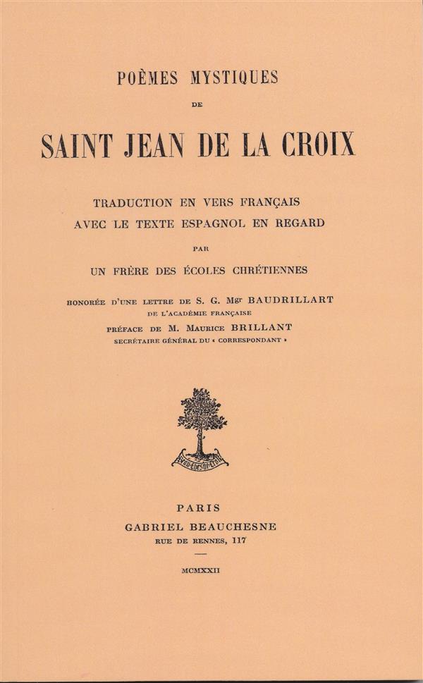 POEMES MYSTIQUES DE SAINT JEAN DE LA CROIX