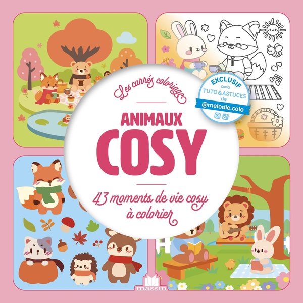 ANIMAUX COSY - LES CARRES COLORIAGE - 43 MOMENTS DE VIE COSY A COLORIER