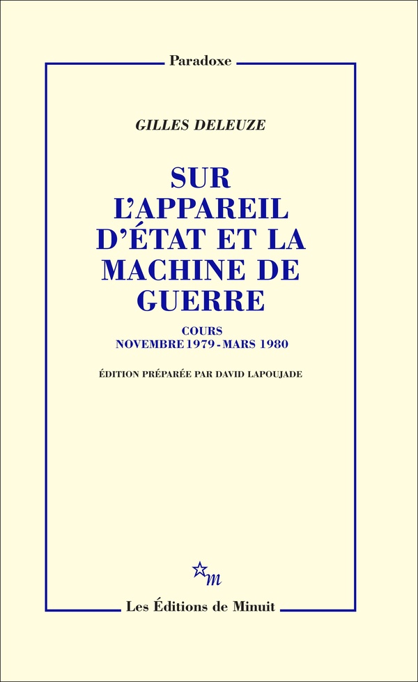 SUR L'APPAREIL D'ETAT ET LA MACHINE DE GUERRE - COURS NOVEMBRE 1979 - MARS 1980