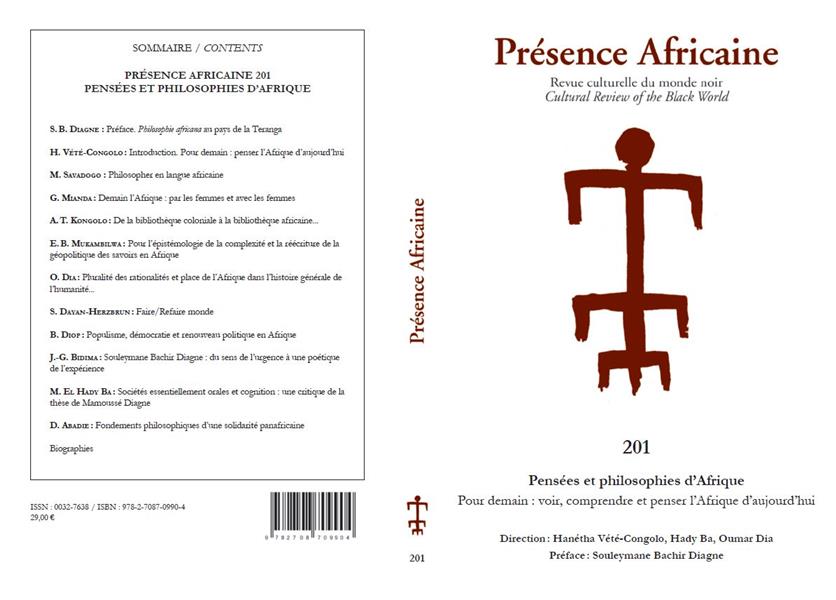 REVUE PRESENCE AFRICAINE N 201 - PENSEES ET PHILOSOPHIES D'AFRIQUE - POUR DEMAIN : VOIR, COMPRENDRE