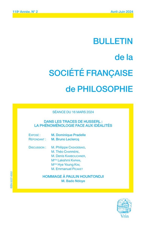 DANS LES TRACES DE HUSSERL: LA PHENOMENOLOGIE FACE AUX IDEALITES