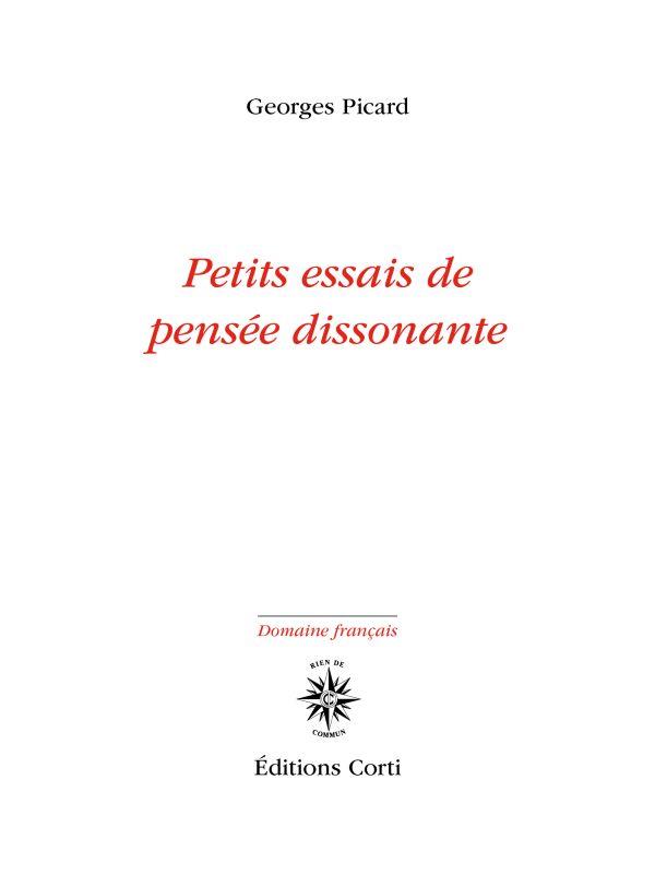 PETITS ESSAIS DE PENSEE DISSONANTE
