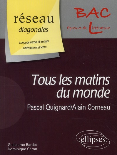 TOUS LES MATINS DU MONDE  DE PASCAL QUIGNARD. FILM :  TOUS LES MATINS DU MONDE  D'ALAIN CORNEAU