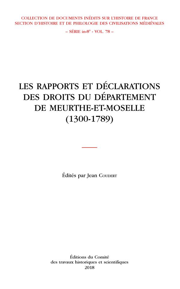 LES RAPPORTS ET DECLARATIONS DE DROITS DU DEPARTEMENT DE MEURTHE ET MOSELLE