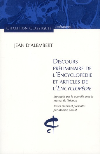 DISCOURS PRELIMINAIRES DE L'ENCYCLOPEDIE ET ARTICL