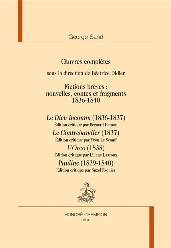 FICTIONS BREVES 1836-1840