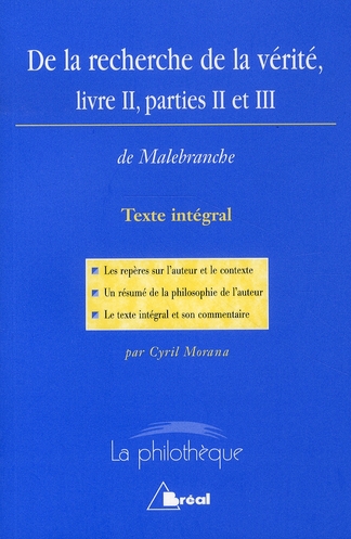 LA RECHERCHE DE LA VERITE (MALEBRANCHE)