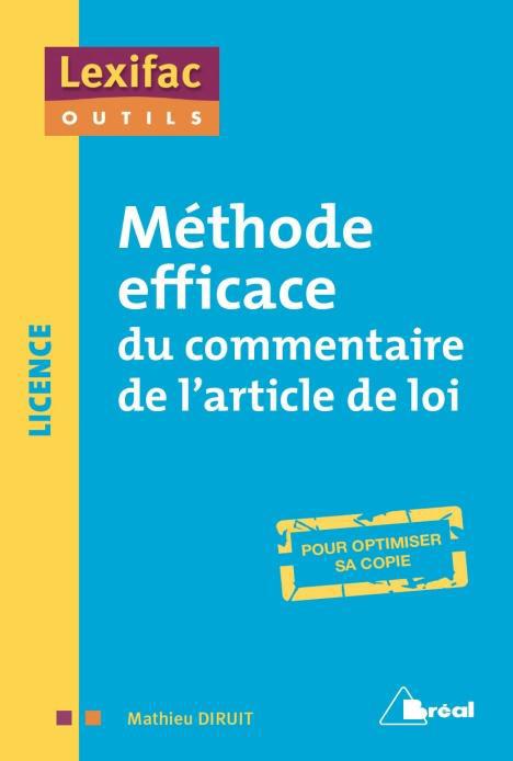 METHODE EFFICACE DU COMMENTAIRE D'ARTICLE DE LOI