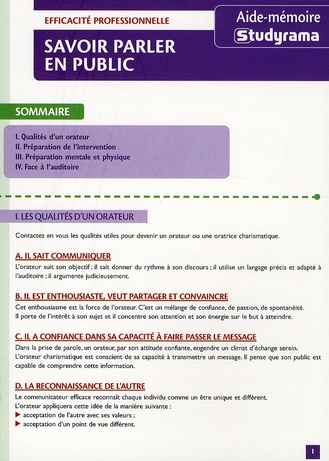 SAVOIR PARLER EN PUBLIC