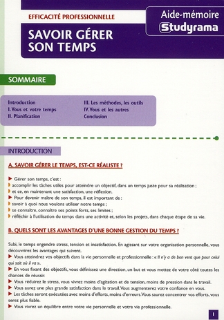 SAVOIR GERER SON TEMPS