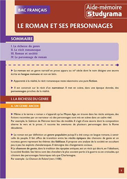 LE ROMAN ET SES PERSONNAGES