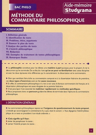 METHOSE DU COMMENTAIRE PHILOSOPHIQUE - BAC PHILO