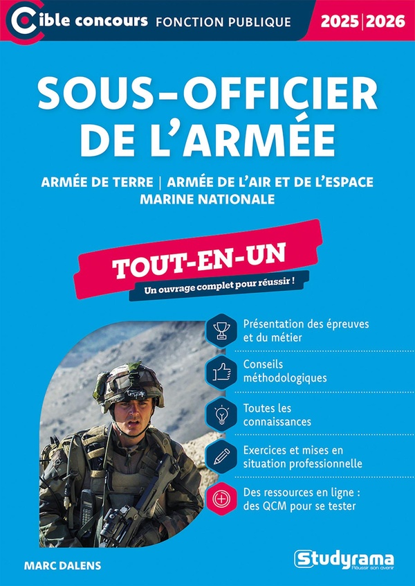 CIBLE CONCOURS FONCTION PUBLIQUE - SOUS-OFFICIER DE LARMEE ?TOUT-EN-UN (EDITION 2025-2026) - ARMEE D
