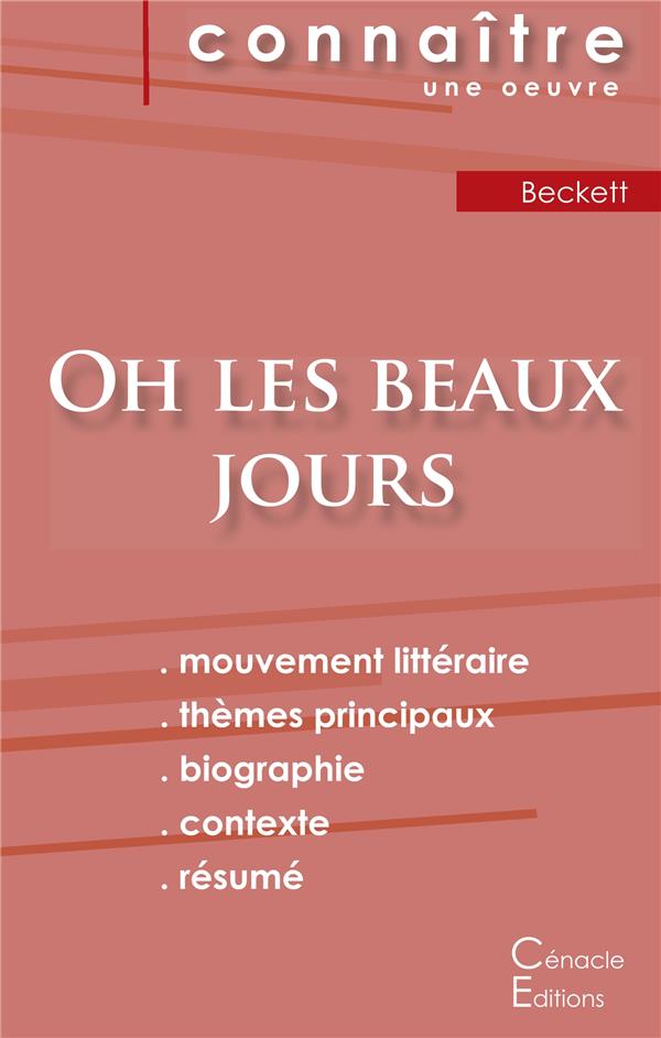 FICHE DE LECTURE OH LES BEAUX JOURS DE SAMUEL BECKETT (ANALYSE LITTERAIRE DE REFERENCE ET RESUME COM
