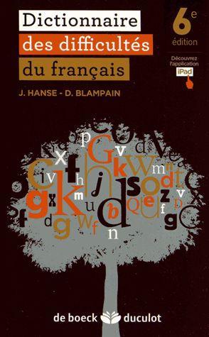 DICTIONNAIRE DES DIFFICULTES DU FRANCAIS