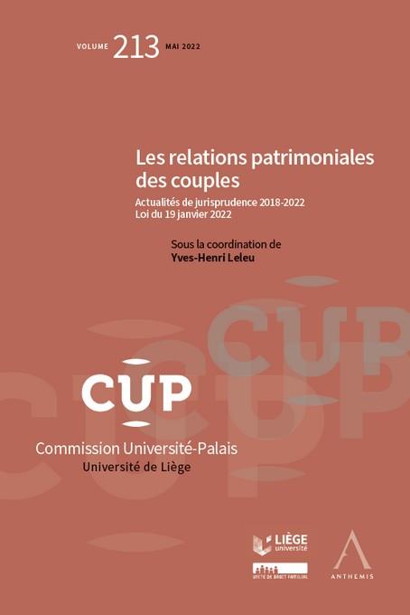 LES RELATIONS PATRIMONIALES DES COUPLES - TOME 213 - ACTUALITES DE JURISPRUDENCE