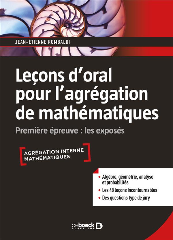 LECONS D'ORAL POUR L'AGREGATION DE MATHEMATIQUES