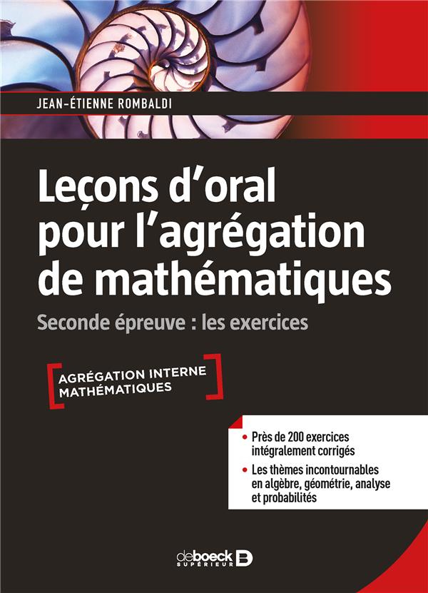 LECONS D'ORAL POUR L'AGREGATION DE MATHEMATIQUES