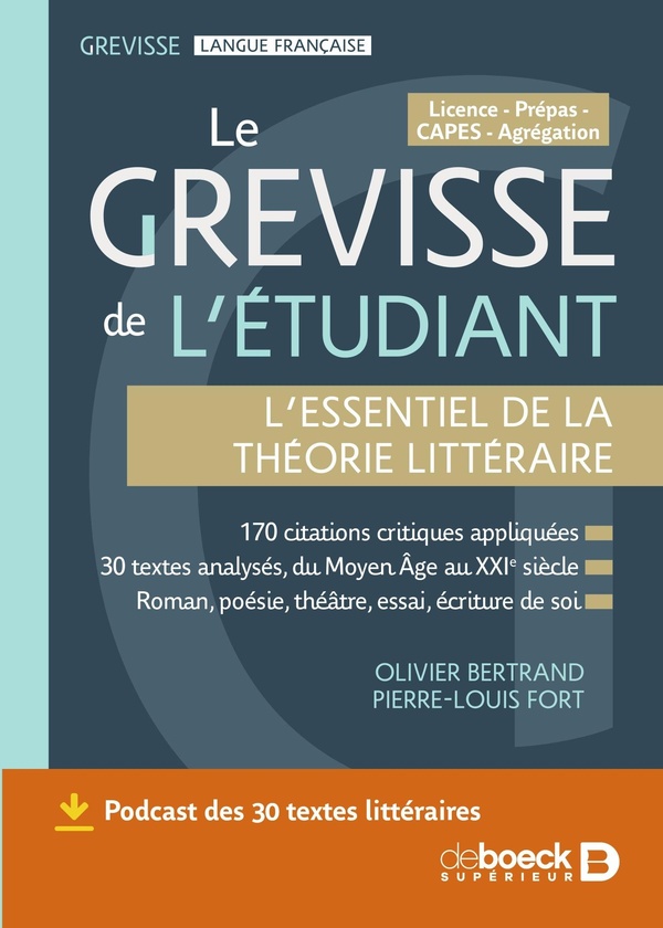 LE GREVISSE DE L'ETUDIANT - L'ESSENTIEL DE LA THEORIE LITTERAIRE - 170 CITATIONS CRITIQUES APPLIQUEE
