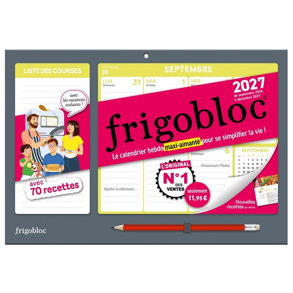 FRIGOBLOC HEBDOMADAIRE COMPACT 2027 - CALENDRIER COMPACT / SEM (DE SEPT. 2026 A DEC. 2027)
