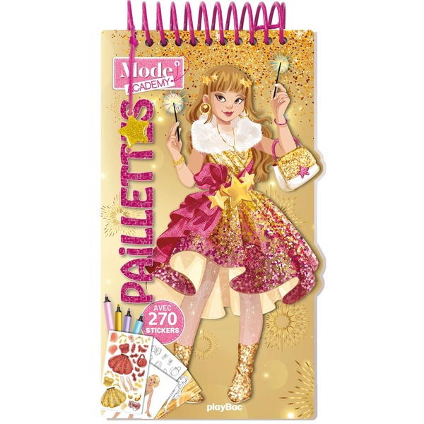 CARNET CREATIF MODE ACADEMY PAILLETTES (AVEC UN BRACELET) - AVEC 270 STICKERS