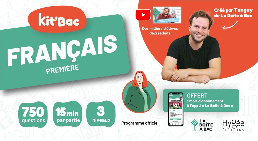 KIT'BAC FRANCAIS PREMIERE GENERALE ET TECHNOLOGIQUE - 350 CARTES, 800 QUESTIONS ET UN MOIS D'ABONNEM