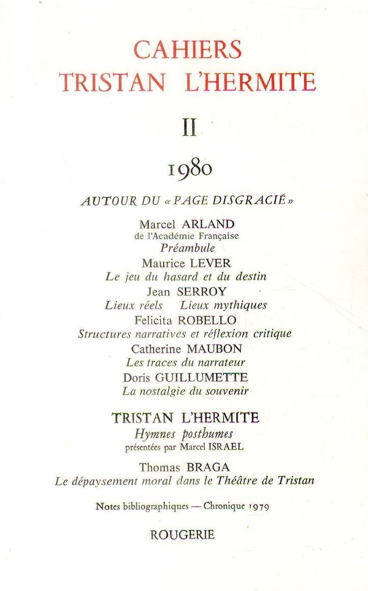 CAHIERS TRISTAN L'HERMITE - 1980, II