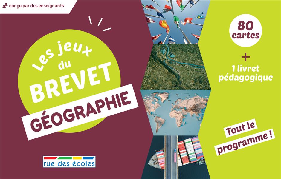 LES JEUX DU BREVET GEOGRAPHIE - 80 CARTES + 1 LIVRET PEDAGOGIQUE