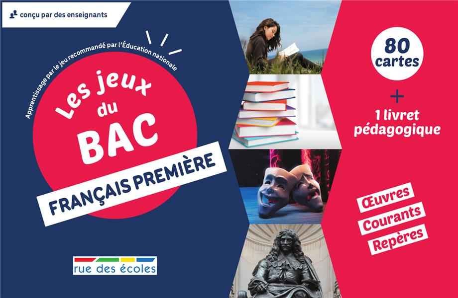 LES JEUX DU BAC - FRANCAIS PREMIERE - 80 CARTES + 1 LIVRET PEDAGOGIQUE