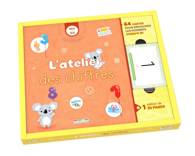 L'ATELIER DES CHIFFRES - MS-GS (COFFRET) - 64 CARTES ET 1 CAHIER D'EXERCICES REUTILISABLE POUR FAIRE