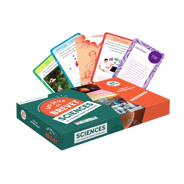 LES JEUX DU BREVET - SCIENCES - 80 CARTES, 3 PRINCIPES DE JEU + 1 LIVRET PEDAGOGIQUE