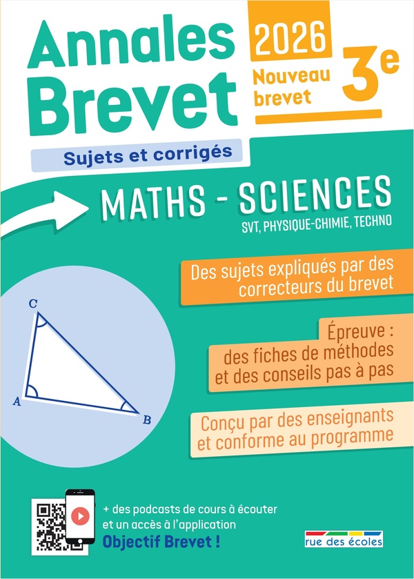 ANNALES BREVET - MATHS-SCIENCES - 3E - 2026 - DES SUJETS CORRIGES, DES FICHES DE METHODE, DES CONSEI