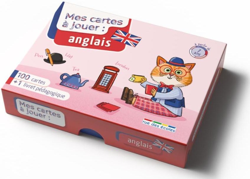 MES CARTES A JOUER - ANGLAIS, DES 7 ANS - 100 CARTES + 1 LIVRET PEDAGOGIQUE
